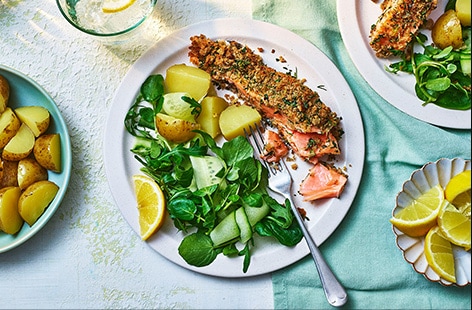 Lemon and herb crunchy crumbed salmon 