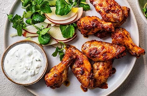 Image of "Buffalo wings with blue cheese dip"