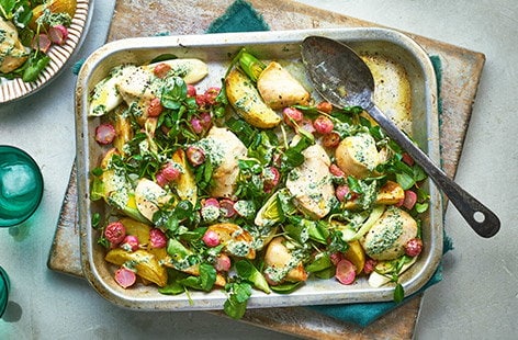 Image of "Lemon chicken and watercress traybake"
