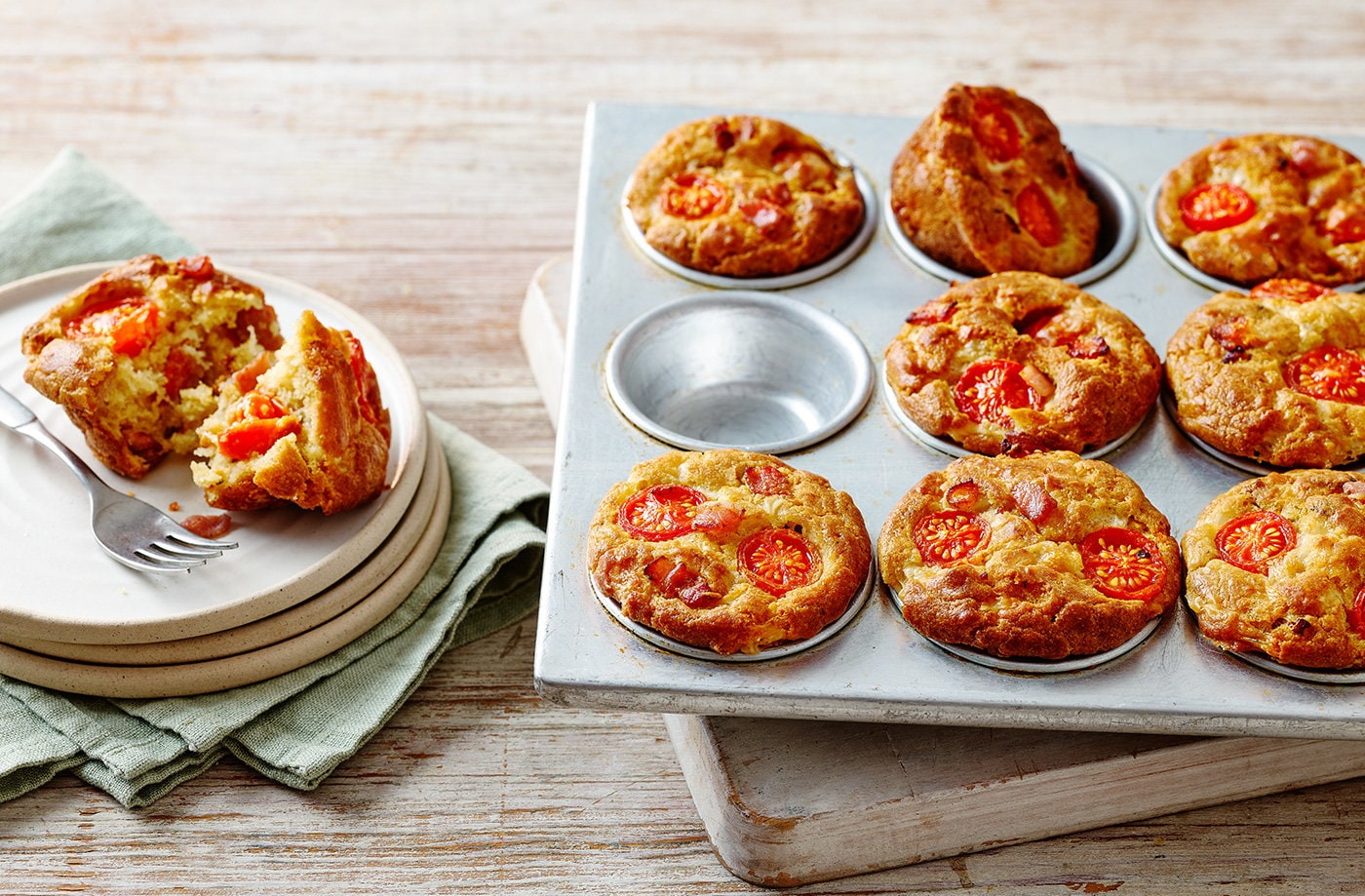 Bacon and tomato muffins