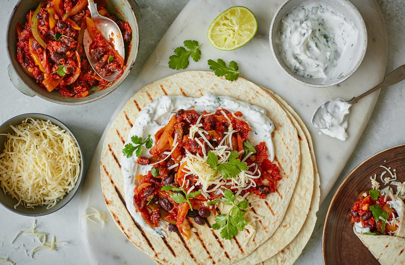 Veggie bean fajitas