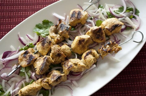 Curried chicken kebabs