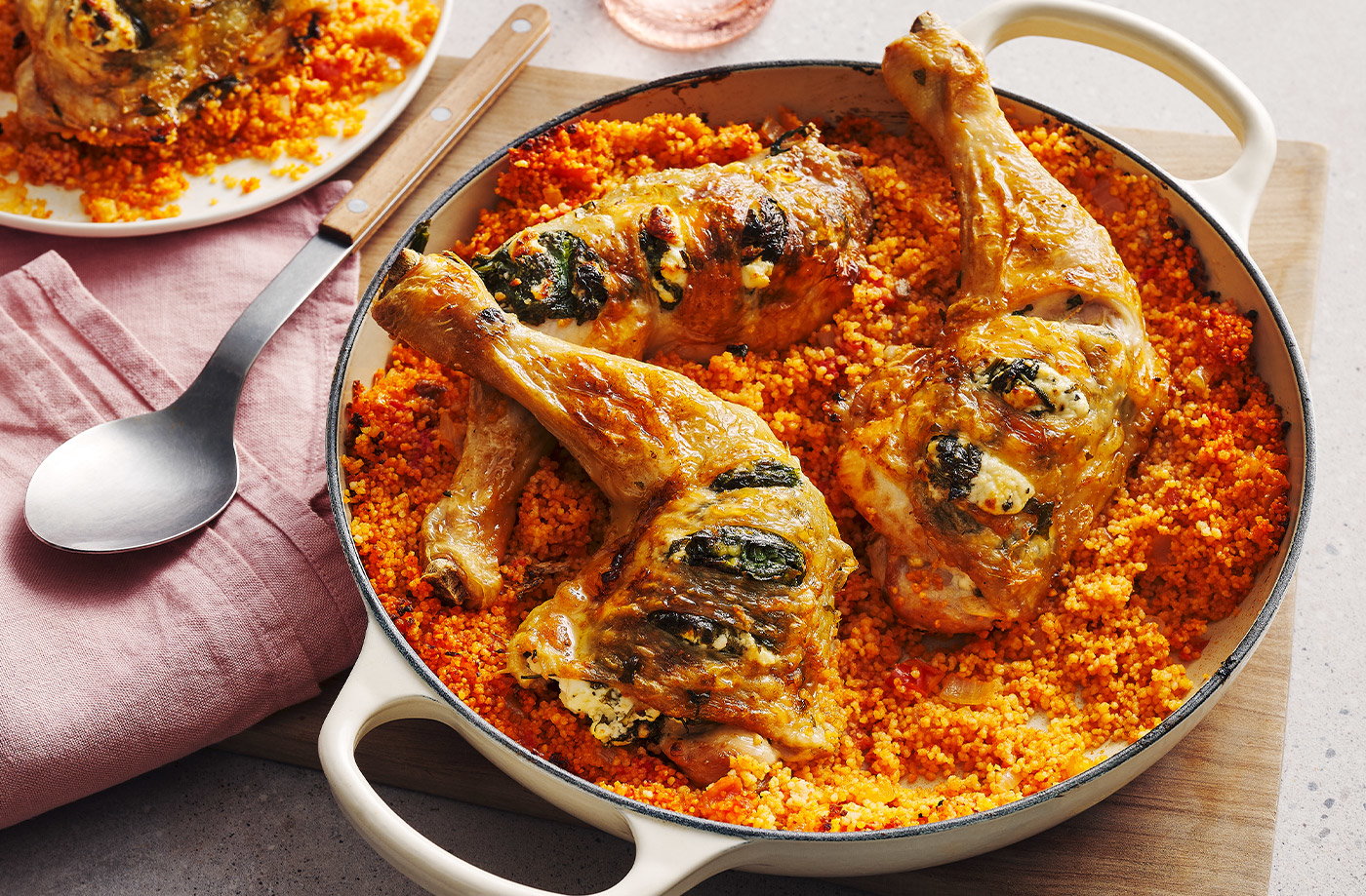 Spinach and feta chicken couscous