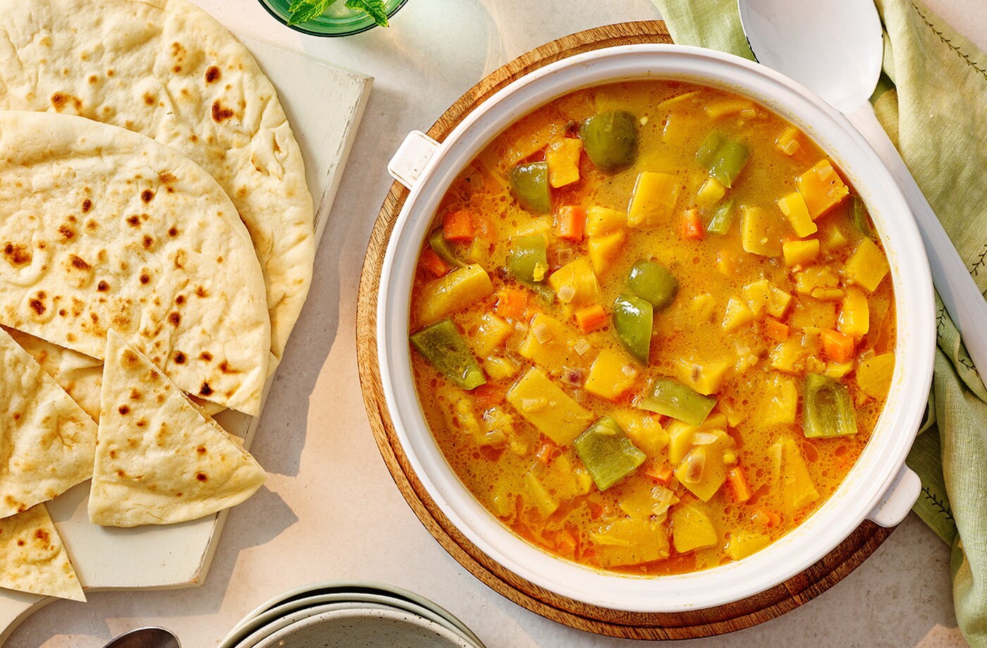 Butternut squash curry with flatbreads