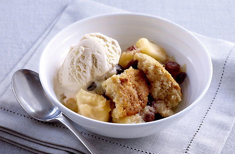 Bramley apple and raisin spiced cobbler