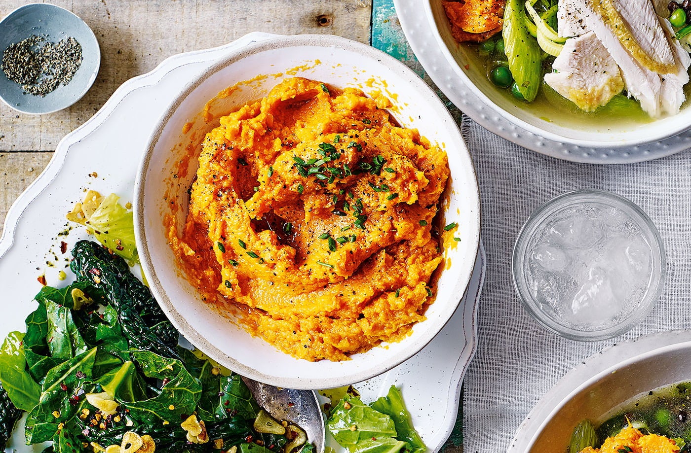 Chive and miso sweet potato mash