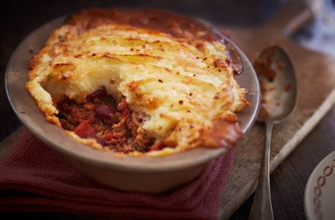 Image of "Chilli con carne cottage pie with mash"