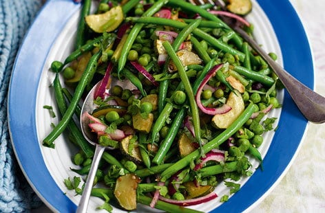 Image of "Green bean, courgette and pea tumble"