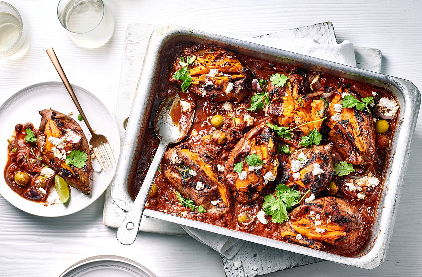 Chipotle baked sweet potatoes and black beans