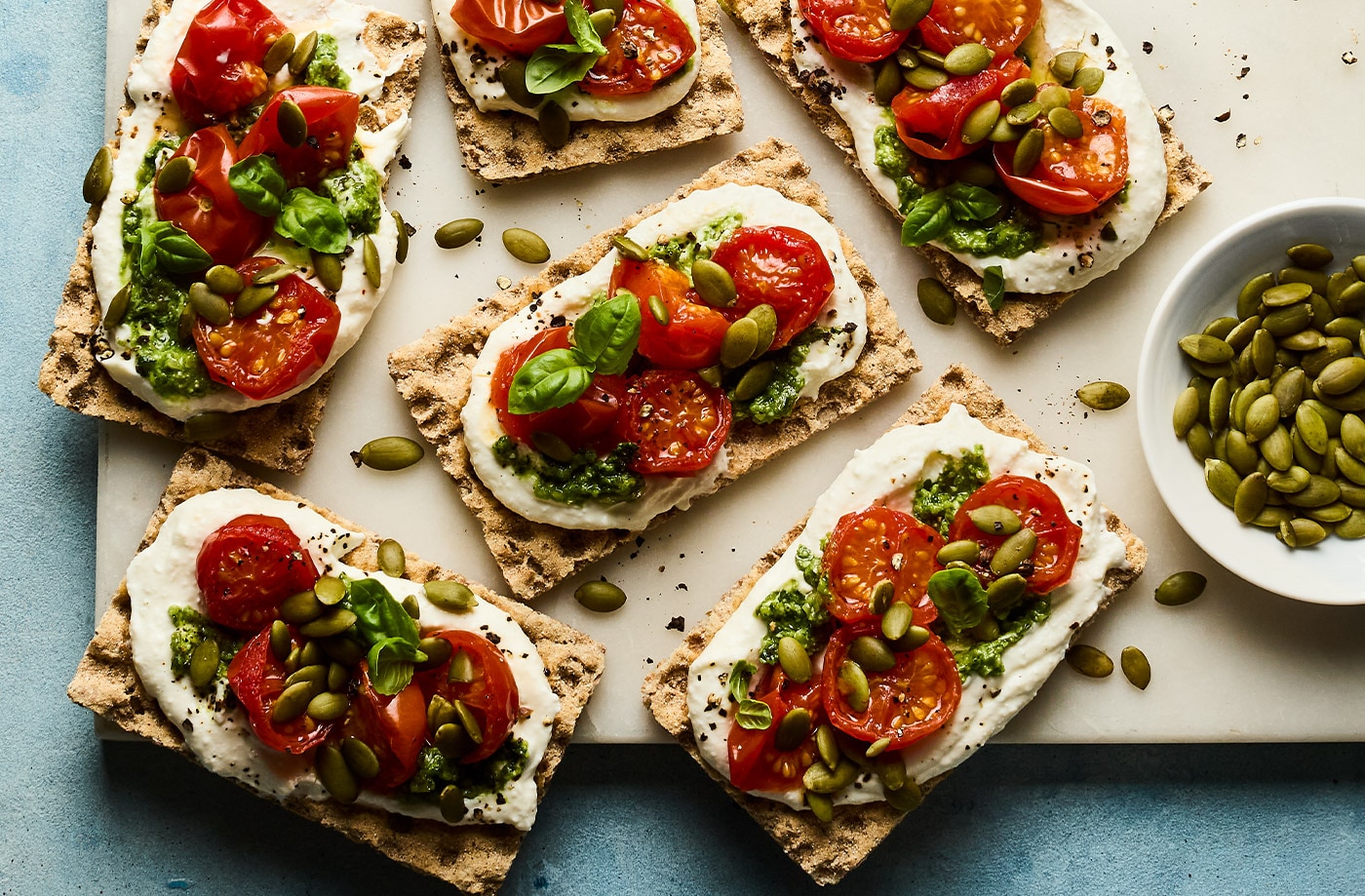 Whipped cottage cheese bruschetta