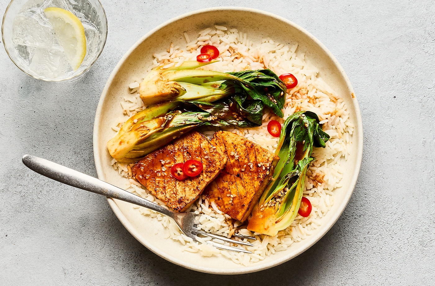 Gochujang tofu with pak choi