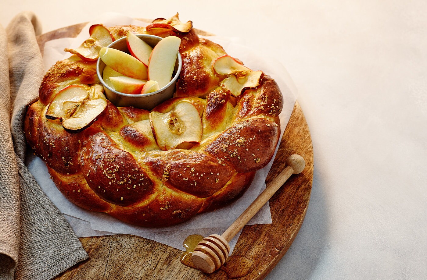 Apple and honey challah bread