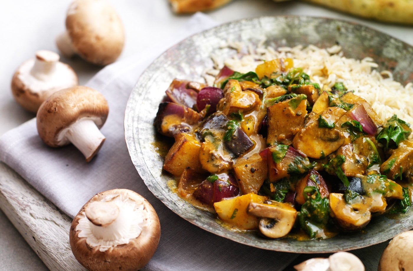 Potato and mushroom curry