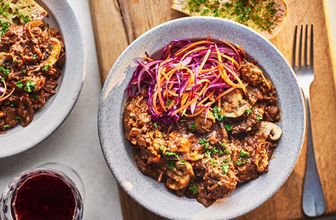 Bourguignon-inspired pulled beef brisket