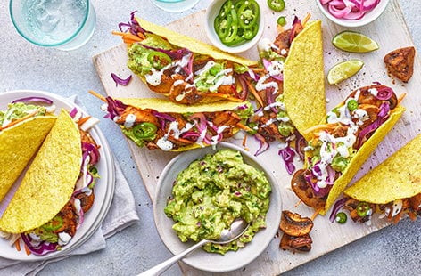 Image of "Chipotle mushroom tacos with avocado smash"