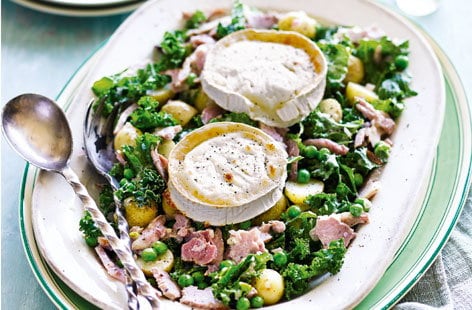 Image of "Ham, potato and kale salad with goat's cheese"