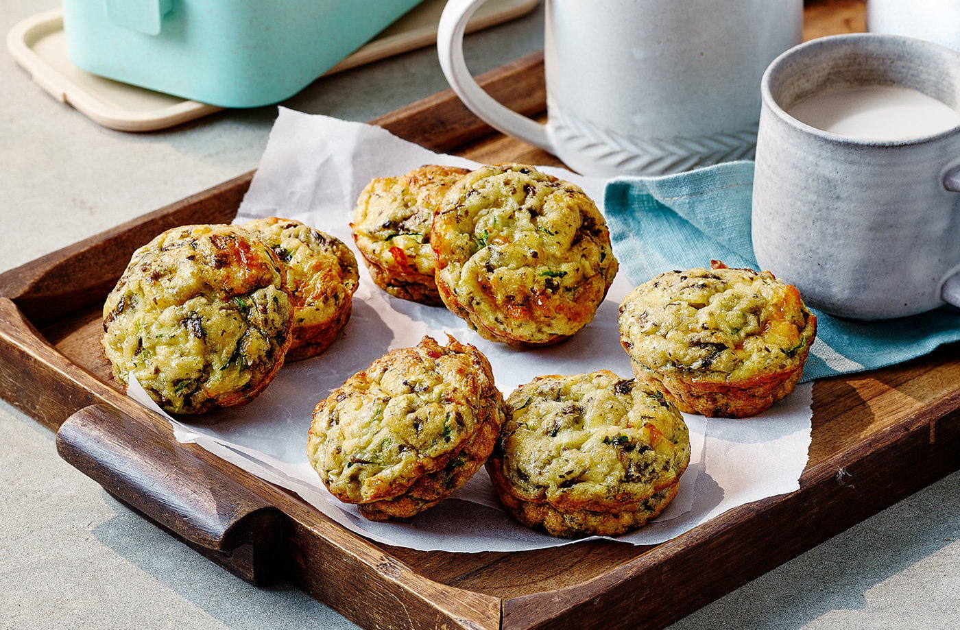 Courgette and cheese frittata bites