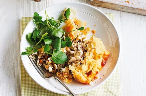 Image of "Chicken, leek and tarragon filo pie"
