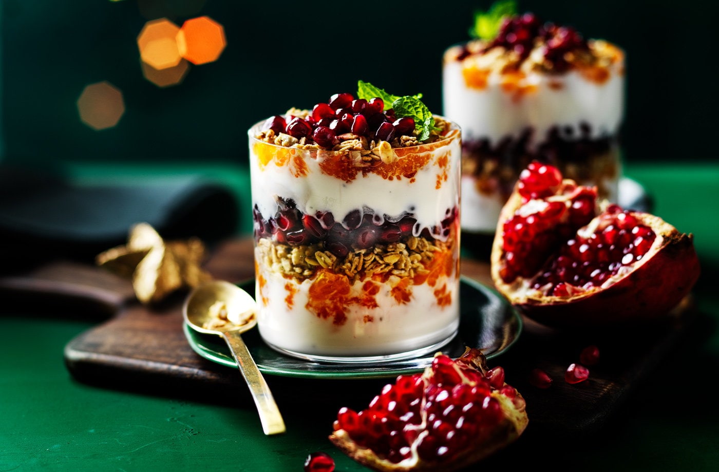 Pomegranate and orange breakfast parfaits