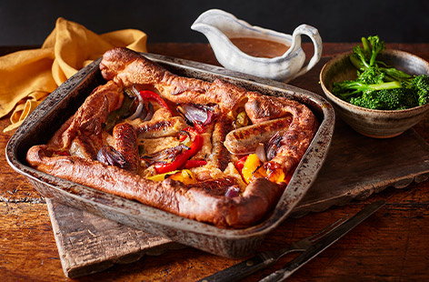 Image of "Cajun-spiced vegetarian toad-in-the-hole"