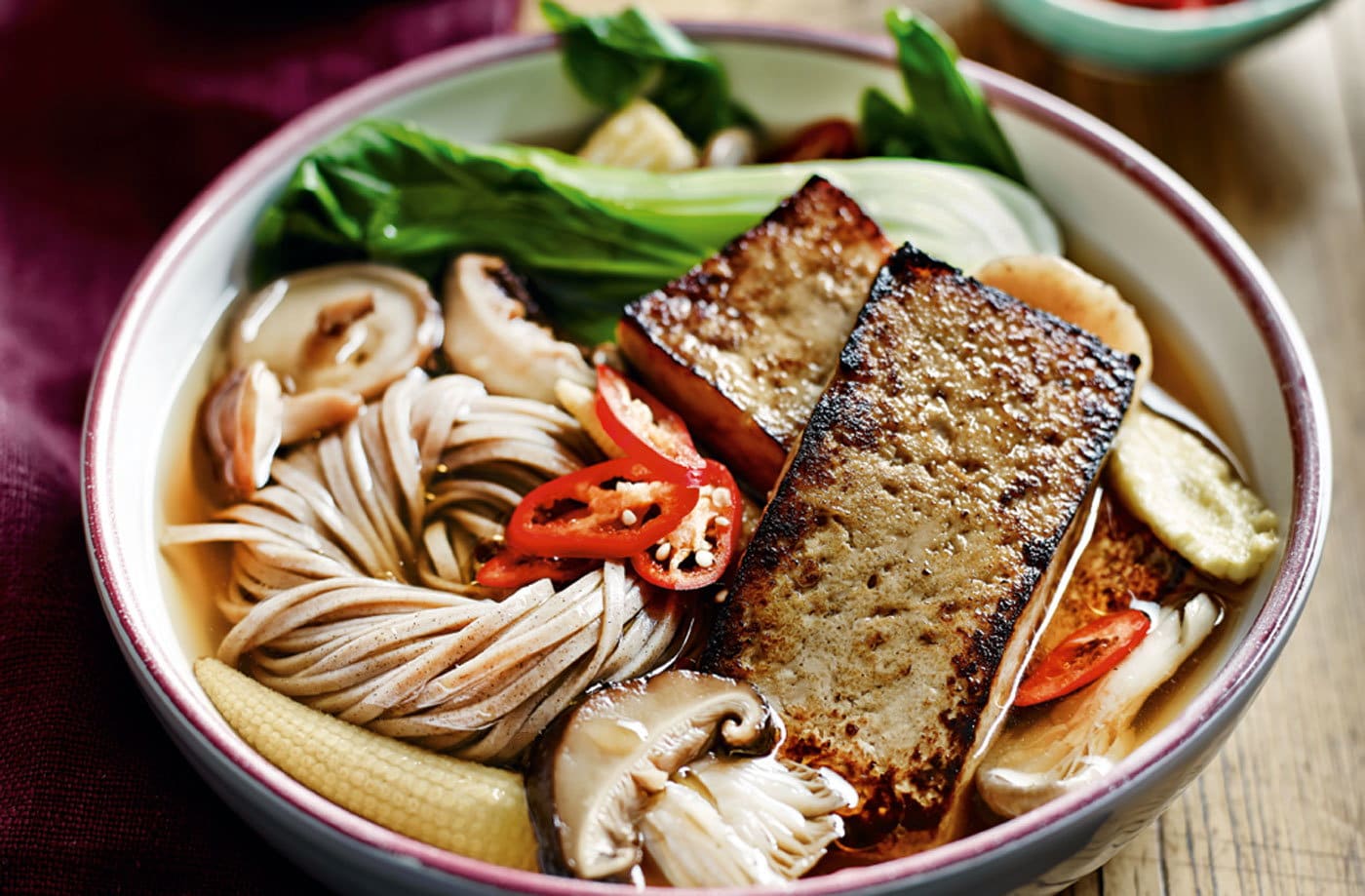 Marinated tofu and vegetable ramen