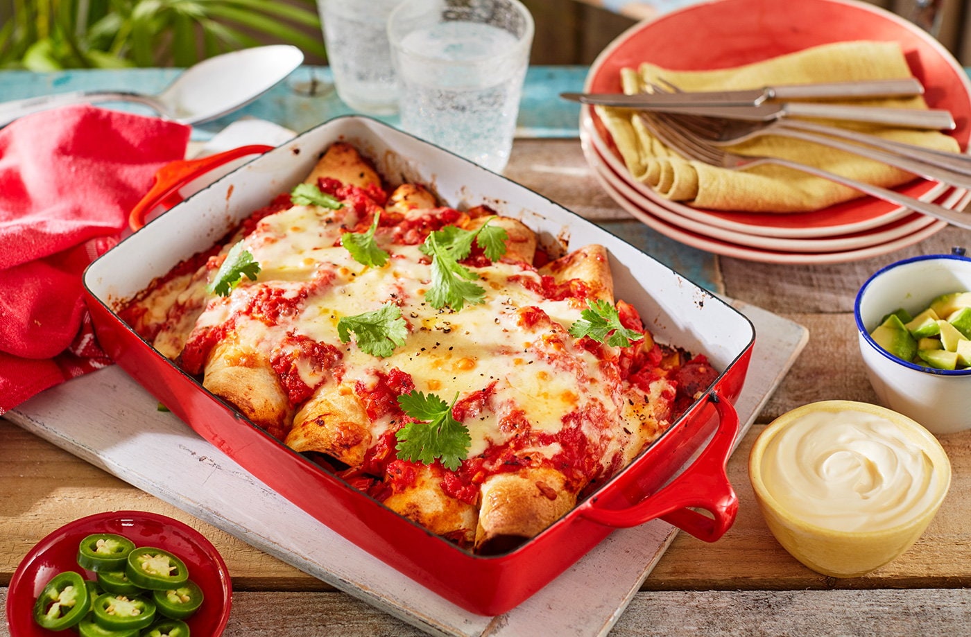 Chorizo sausage enchiladas