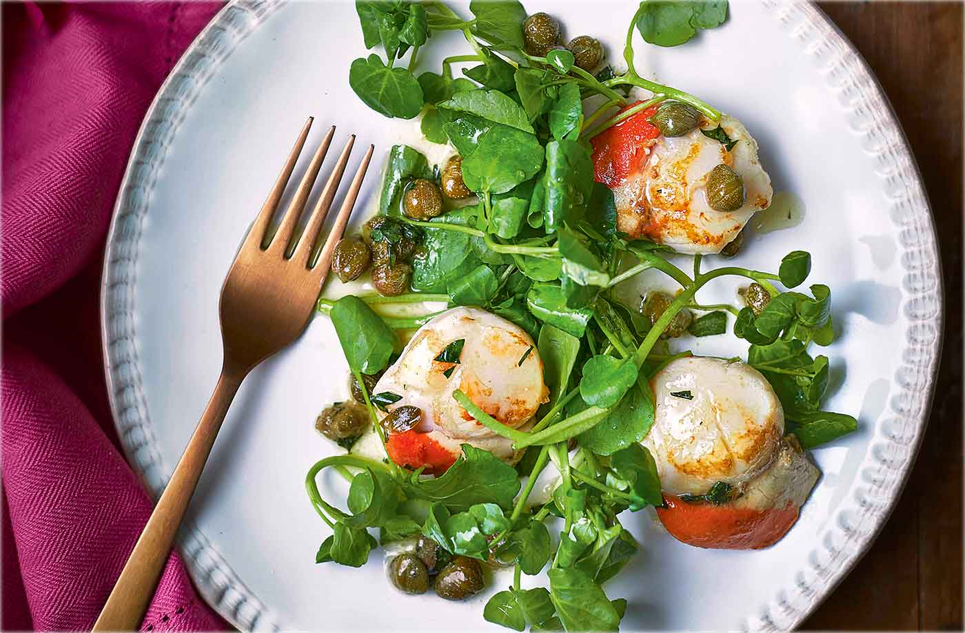 Scallops with brown butter, capers and tarragon