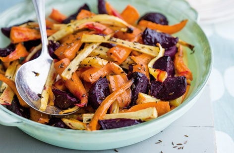 Image of "Roasted beetroot, parsnip and carrots"