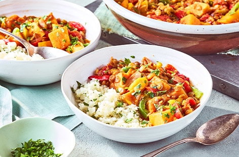 Image of "Butternut tagine and cauliflower 'couscous'"