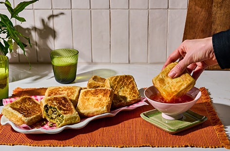Image of "Seema’s tofu and spinach murtabaks"
