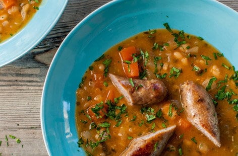 Image of "Alyn Williams' sausage and baked bean casserole"