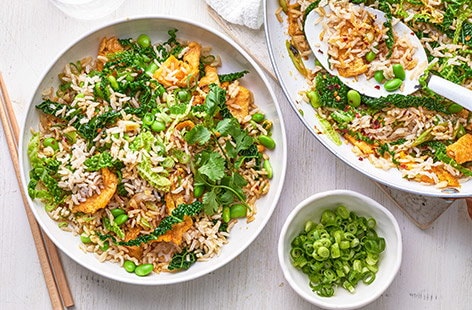 Image of "Savoy cabbage and soya bean rice"