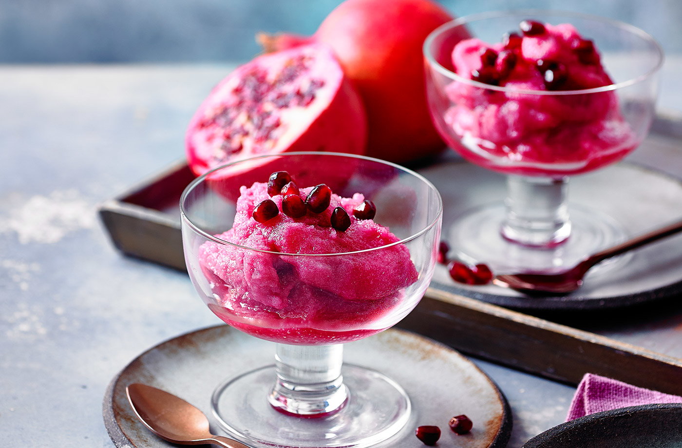 Pomegranate and orange sorbet