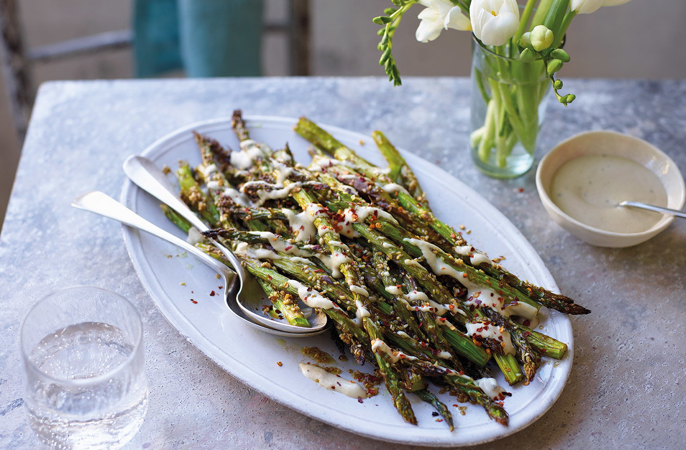 Sesame roasted asparagus
