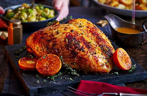 Image of "Clementine, thyme and honey-glazed turkey"