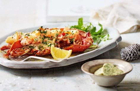 Image of "Grilled lobster with garlic and herb butter"