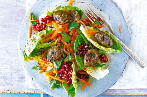 Image of "Lamb kofte and pomegranate salad with garlic yogurt"