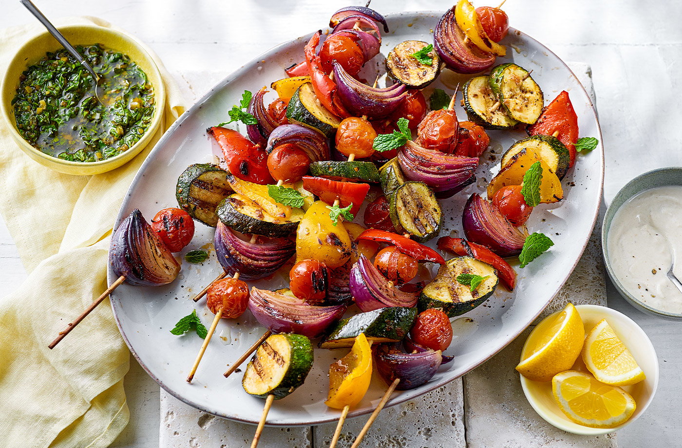 Mediterranean vegetable skewers