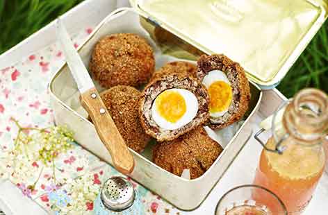 Image of "Apple and black pudding scotch eggs"