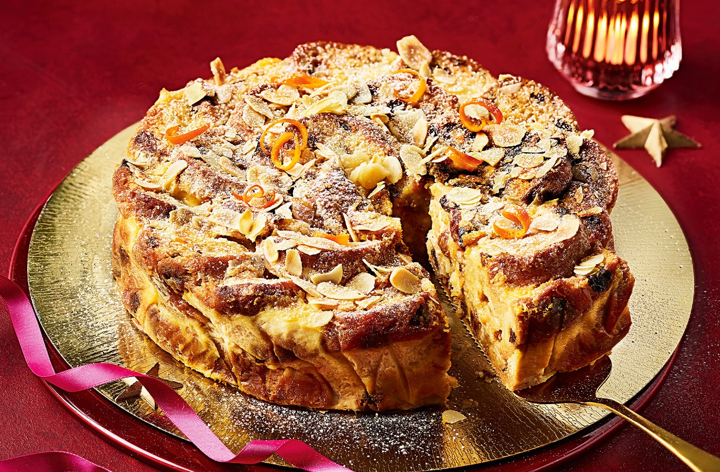 Stollen bread and butter pudding tart