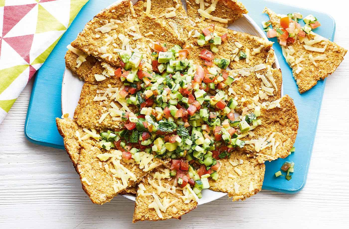 Cauliflower ‘nachos’ with cucumber salsa
