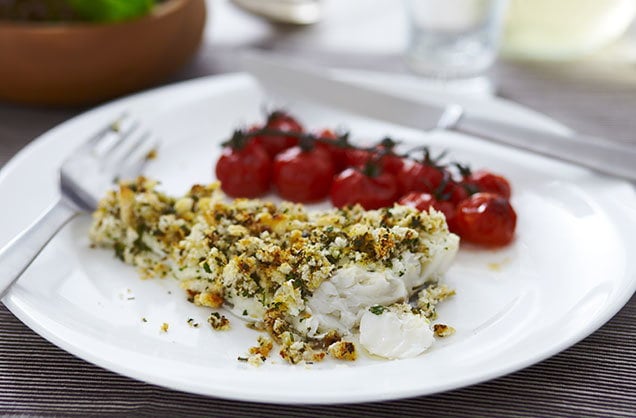 Herb-crusted cod