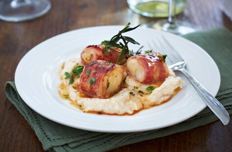 Image of "Rosemary pancetta scallops"