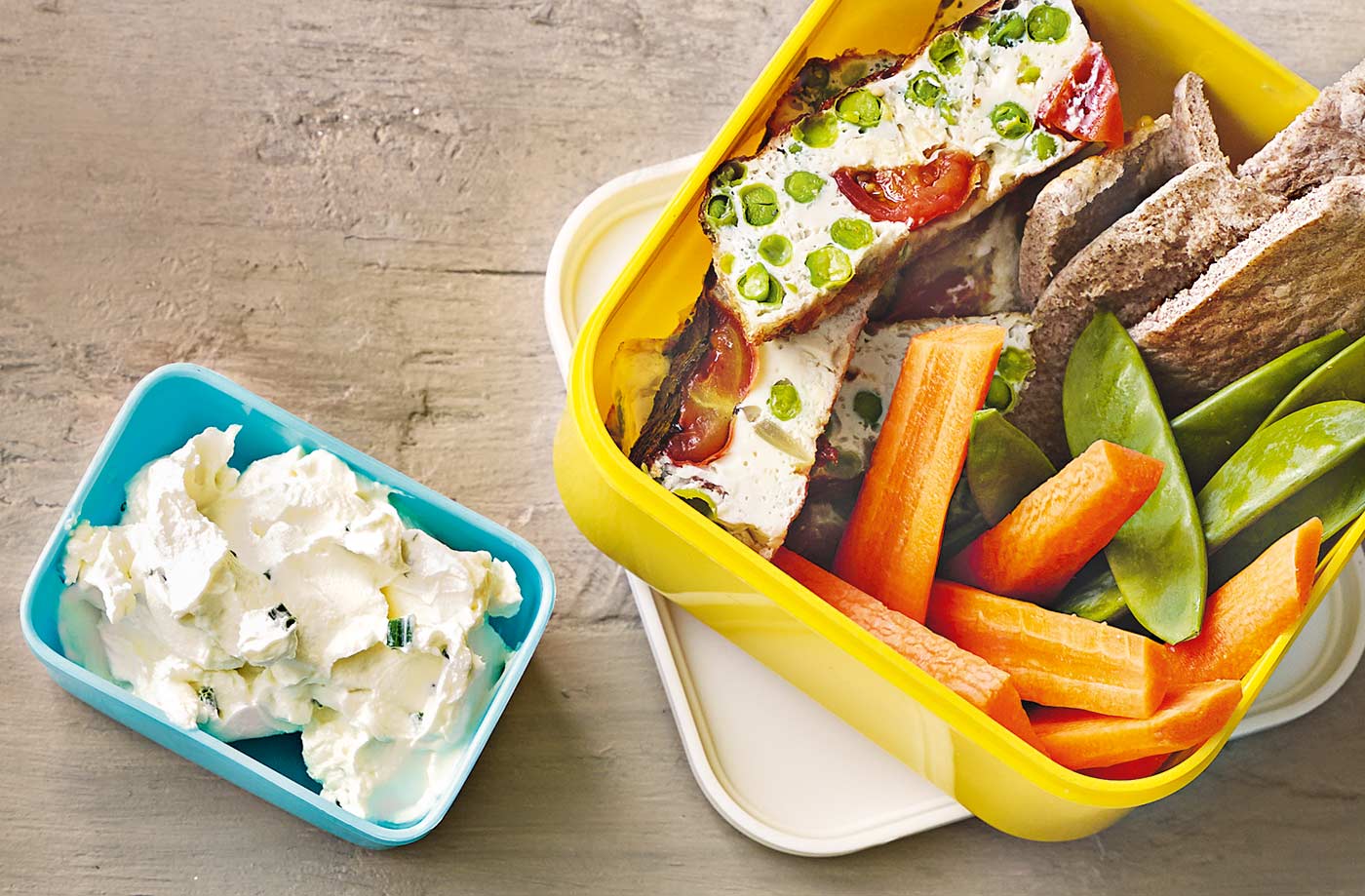 Frittata fingers and crudités