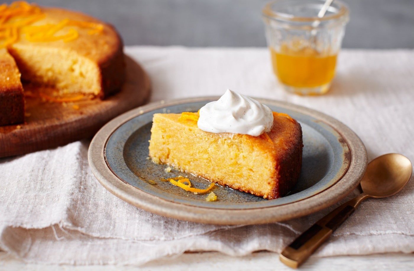 Orange polenta cake with honey syrup