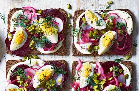 Image of "Danish open-faced rye sandwich"