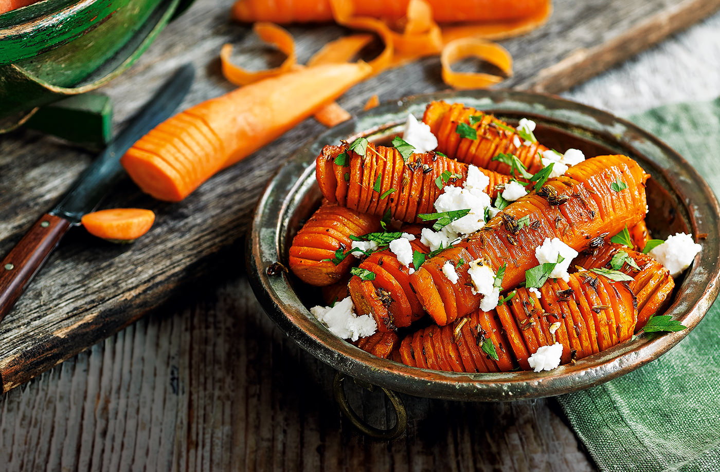 Cumin and fennel hasselback carrots
