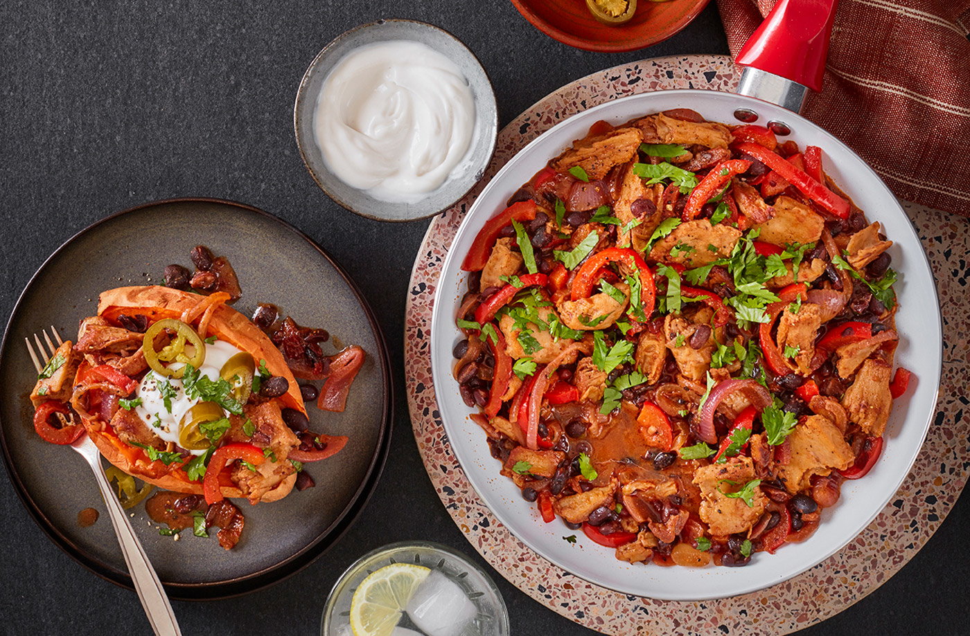 Mexican-inspired vegan 'chicken' and black bean stew