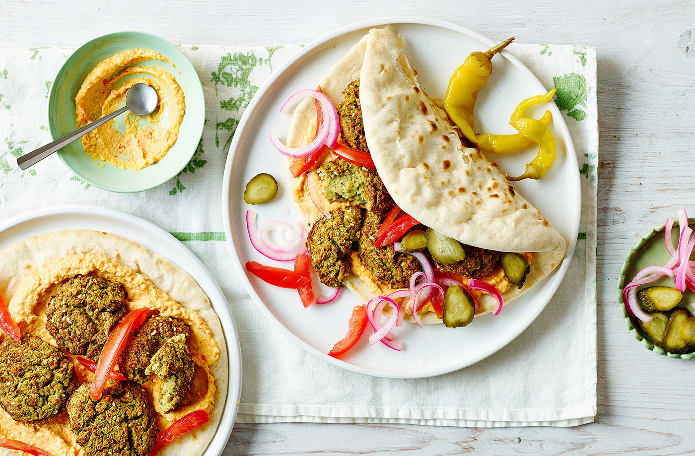 Air-fryer falafel wraps