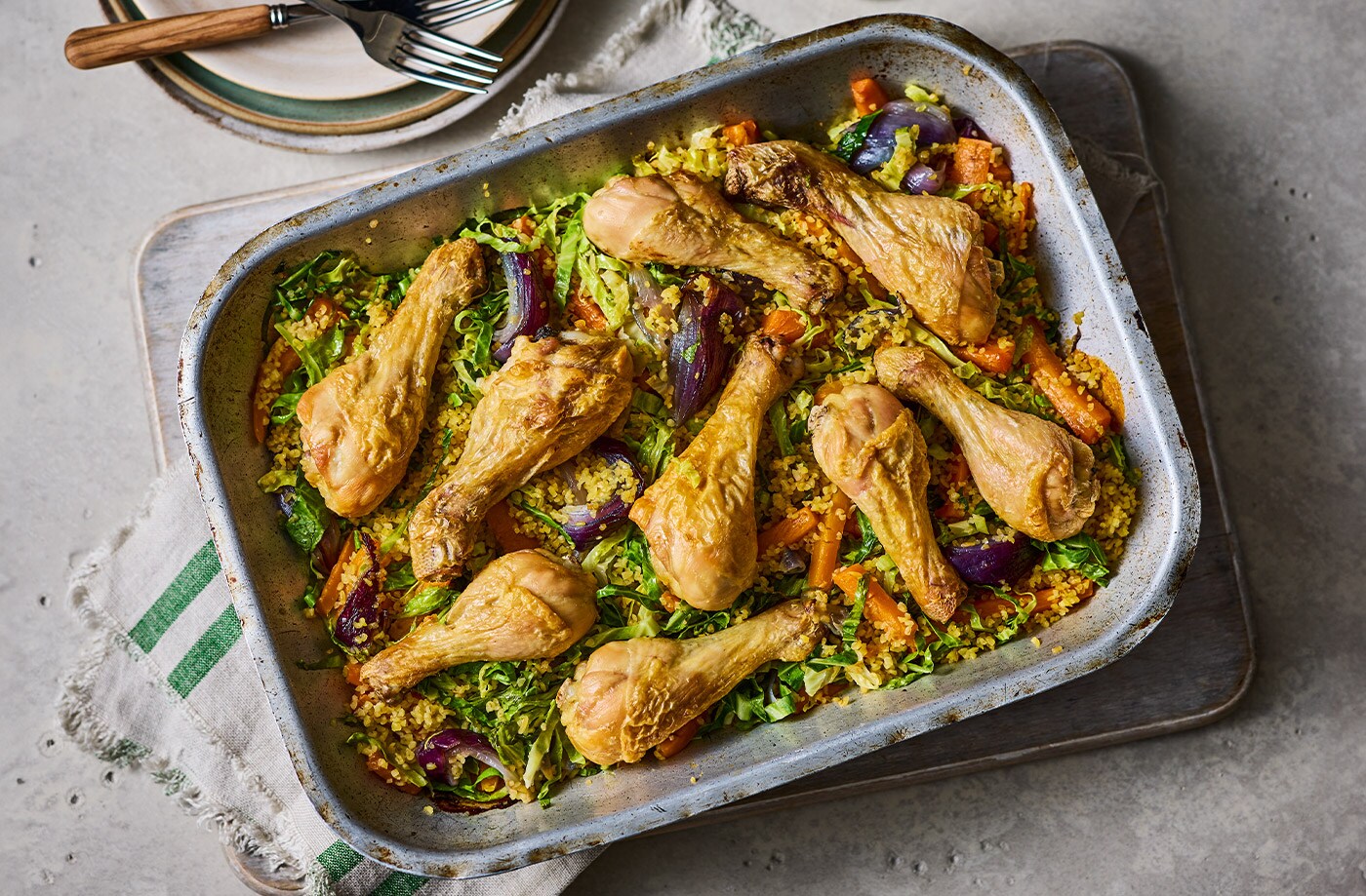 Chicken and grain traybake
